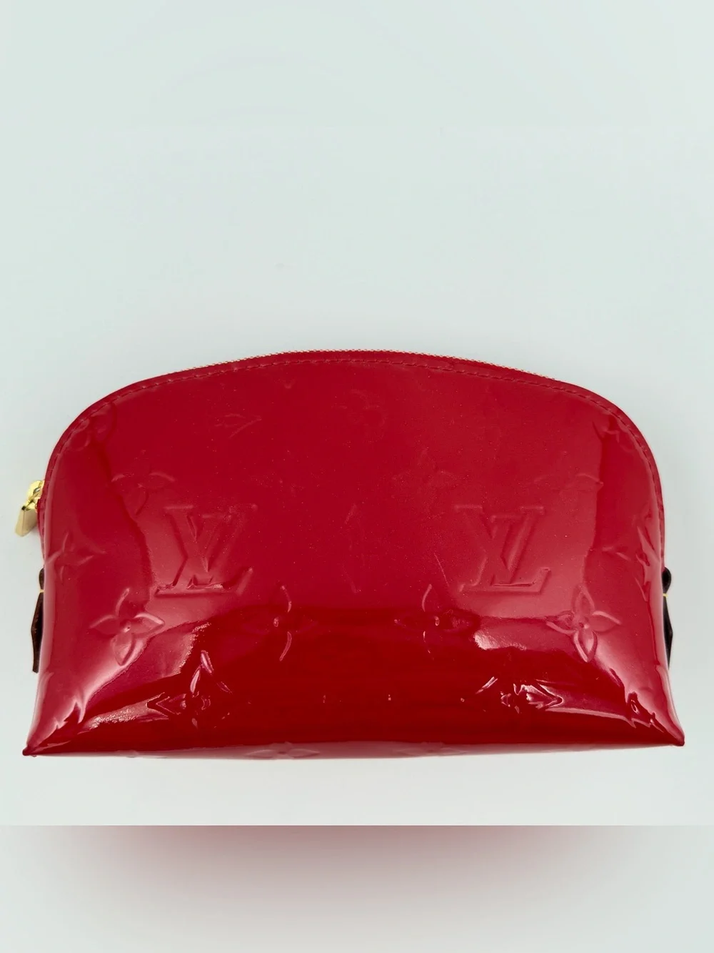Louis Vuitton Red Vernis Monogram Cosmetic Pouch with Dust Bag and Entrupy COA - Picture 3 of 16